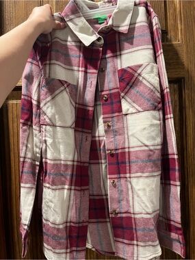 dip Plaid Button-Down Shirt in Red, White, and Blue